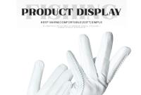 Guantes de piel de oveja para mujer, manoplas cortas de terciopelo fino para pantalla táctil, de cuero, de buena calidad, para invierno, 2226 - details 50