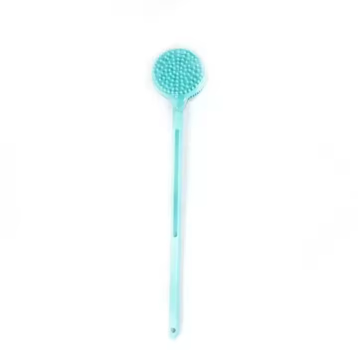 Cepillo de baño de mango largo de silicona Exfoliante de ducha doble cara Masajeador de espalda - 1