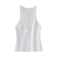 Blusa Sin Mangas a Rayas para Mujer OUWU Top Ajustado con Crema Lateral Ropa de Calle Elegante - details 4
