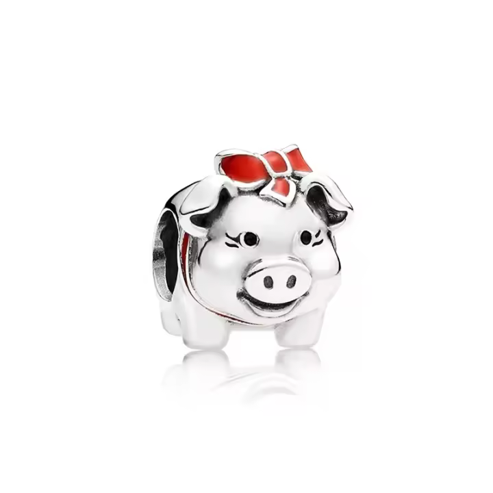 Hucha de cerdo de transferencia para mujer, cuentas de plata 925, adecuadas para Pulsera original, joyería artesanal - 1
