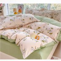 Sábana bajera cepillada Simple, juego de edredón fresco pequeño de cuatro piezas, cama de tres piezas - details 10