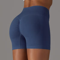 Hamidou pantalones cortos deportivos para mujer, Shorts de Yoga con cintura cruzada, gimnasio, entrenamiento, correr, cintura alta, realce de cadera, sin costuras, Fitness - details 17