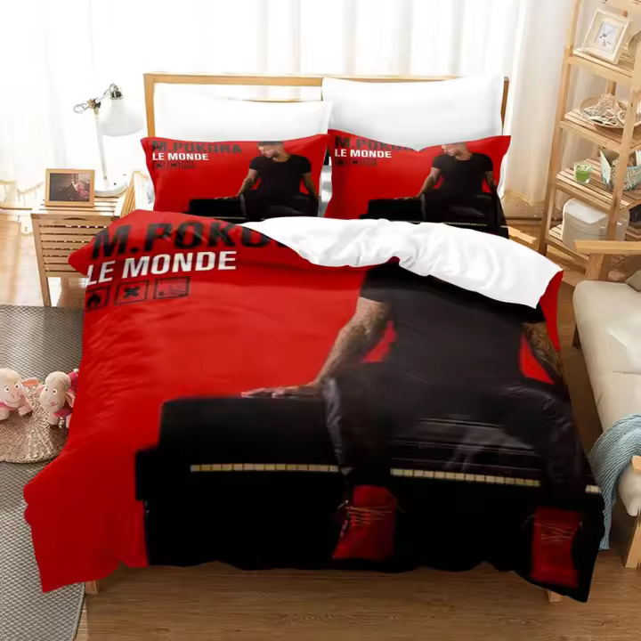 Juego de Ropa de Cama de Tamaño Rey-Cama Doble-Rey de M. Pokora Sábanas de Impresión 3D para Dormitorio de Niños Funda de Edredón, Funda de Almohada - 1