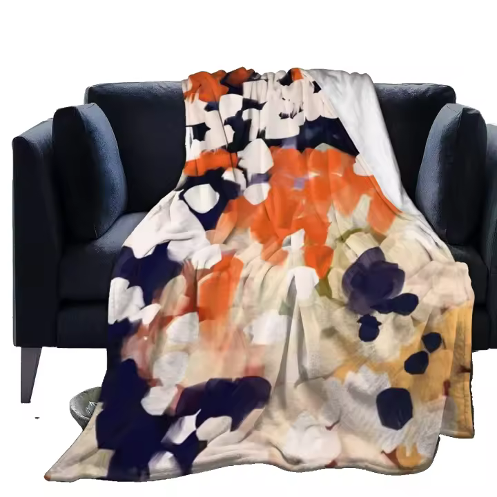 Manta Rústica de Tiecho de Franela Fleece Cómoda con Pintura Abstracta en Rojo Amarillo Azul Graffiti para Otoño Regalo de Boda Manta de Aire Acondicionado y Fácil de Cuidar - 1