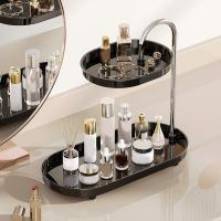 Estante de almacenamiento de maquillaje de 2 capas de plástico, estante de almacenamiento de cosméticos impermeable para ahorro de espacio, gran capacidad a prueba de humedad - details 3