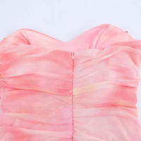 TRAFZA, vestidos estampados de estilo playero de verano para mujer, sin tirantes, sin mangas, plisado con cremallera, vestido Midi de tul con dobladillo dividido y espalda descubierta - details 11