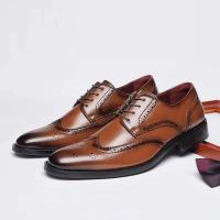 Nuevo diseño que mejora los zapatos hechos a mano de fiesta italiana, par de zapatos formales clásicos y pares de cuero de moda Oxford para hombres - details 3