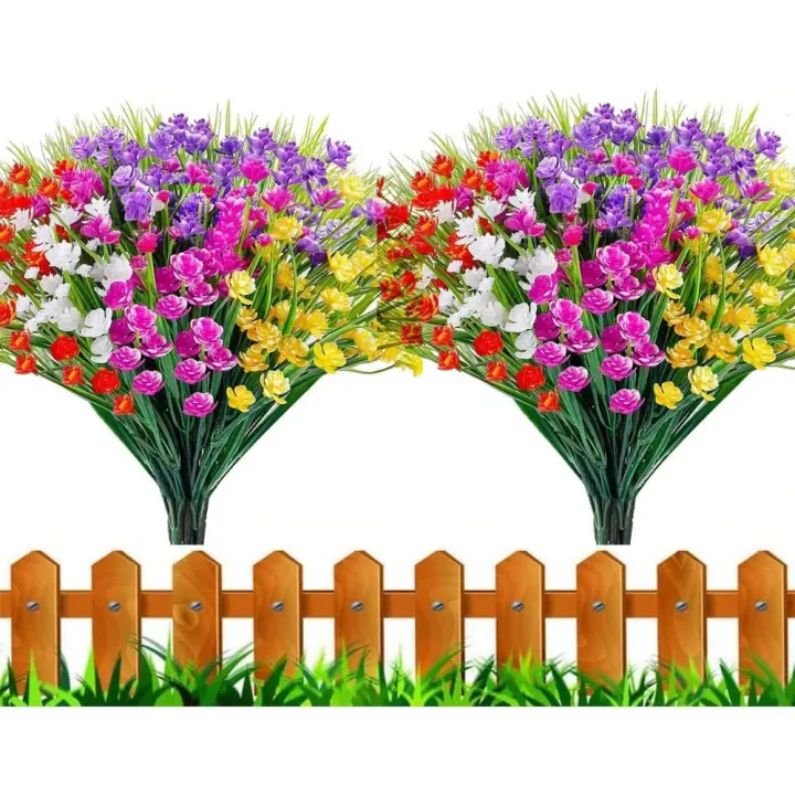12 Flores Artificiales para Decoración al Aire Libre Plantas de Espino Vegetal - 1