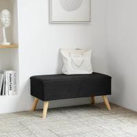 Pie Tapizado Banqueta con Almacenamiento Asiento Abatible hasta 150 kg MDF/Poliéster Patas de Madera 79 x 40 x 40 cm Gris Oscuro - details 7
