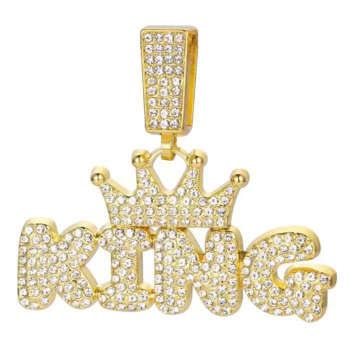 Collar de Cadena de Hip Hop con Letras Rey y Reina 13mm de Encanto de Joyería de Moda para Hombres y Mujeres - 1