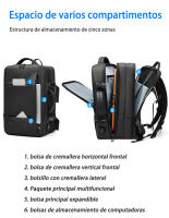 Mochila de negocios para hombre, bolsa de viaje de gran capacidad, almacenamiento multicapa, separación húmeda y seca, capacidad expandible - details 4