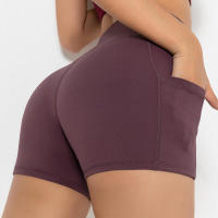 Pantalones cortos de gimnasio para mujer, yoga con bolsillo, leggings Fiess, pantalones cortos de cintura alta - details 1