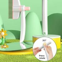 Peine para depilación de mascotas con botón de liberación, peine con pasador plano, cabezal giratorio de 360 grados, removedor de pelo para perros, mango ergonómico para desenredar - details 4