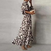 Vestido elegante con estampado plisado y cuello en V para mujer, traje largo de oficina para boda, primavera y verano, A-e, bohemio, 2024 - details 8