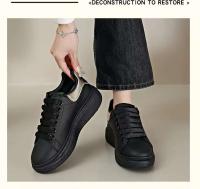 2024 nuevos zapatos deportivos de primavera para hombres y mujeres totalmente combinados, cuero blanco con altura aumentada, suela gruesa y diseño transpirable - details 25