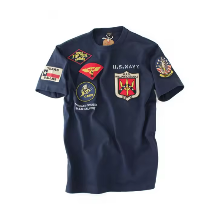 WW2 Top Gun cuello redondo militar Fuerza Aérea piloto parche mujer hombre camiseta WAPPEN insignias verano camiseta hombres 100% ropa informal de algodón - 1