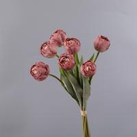 Ramas de tulipán artificiales de 7 cabezas, flor de tulipán de seda hecha a mano de tacto Real, flores falsas realistas, decoración del banquete de boda - details 13