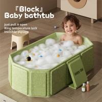 1PC verde y blanco portátil engrosada bañera plegable para niños, apto para viajar, bañera plegable para niños, recién nacido bebé de una sola pieza bañera - details 0