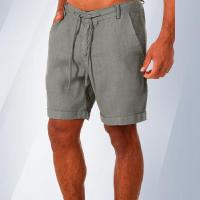 Pantalones cortos de playa de algodón y lino para hombre, pantalones cortos sueltos de verano de moda sólida para hombre - details 7
