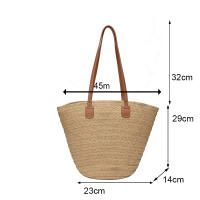 Bolso de viaje con asa superior para mujer, bolsa Bohemia de paja tejida de gran capacidad para verano - details 23