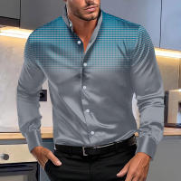 Camisa de manga larga con cuello levantado informal para uso diario con estampado de puntos Pop de cuatro lados para hombre nueva primavera y otoño - details 4