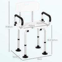 Silla de Ducha para Ancianos Antideslizante, Altura Ajustable, Apoyabrazos Regulables, Carga de 136kg - details 1