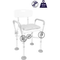 Silla Ducha Mayores (150 kg) con Refuerzo Doble Barra y Cojín, Taburete Baño Adulto, Blanco, Montaje sin Herramientas - Fabricado en España - details 1