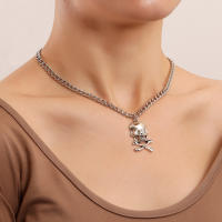 Collar con colgante de calavera de hip-hop exagerado para mujer, cadena de borla de Metal de hip-hop, cadena de clavícula - details 0
