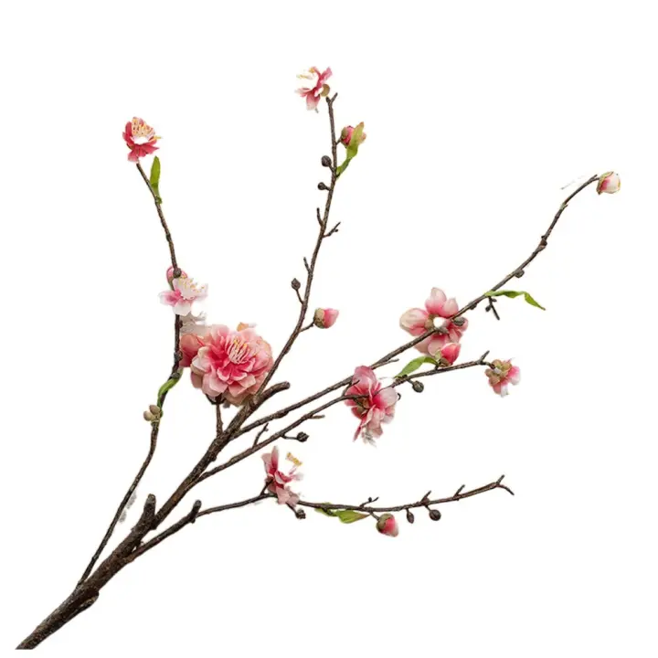 Rama de flor de melocotón Artificial de 79cm, flor de ciruelo de seda de tacto Real de plástico, flor falsa elegante para sala de estar y escritorio - 1