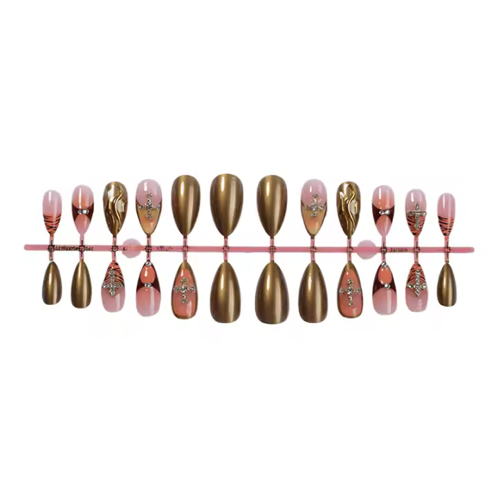 Pegatinas de uñas postizas modelo 24 Uñas desmontables con estampado de leopardo estereoscópico - 1