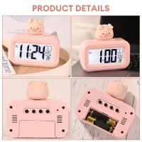 Reloj despertador Digital LED, pantalla de alarma Digital electrónica, relojes de mesa de escritorio para el hogar, oficina, retroiluminación, reloj calendario con repetición - details 17