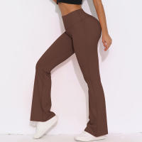 Mallas de Yoga a prueba de sentadillas para mujer, pantalones de Yoga de cintura alta, levantamiento de glúteos, pantalones de tiburón Micro acampanados, pantalones de Yoga ajustados de cintura alta - details 12