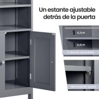 Armario de Baño de Madera Organizador de Almacenamiento con Estante 50x30x92,5cm - details 15