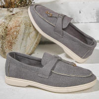 Nuevos mocasines planos de ante con punta redonda de talla grande para mujer, zapatos informales sin cordones - details 19