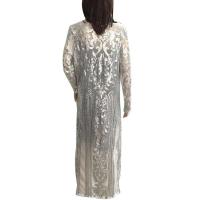 Maxi Abrigo de Séquin Elegante Blusa de Fiesta Abierta Vintage para Mujeres Moda de Cálida - details 16