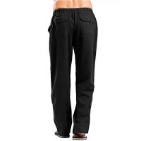 Pantalones de lino transpirables de Color sólido de verano de algodón para hombre pantalones casuales de cintura elástica para hombre - details 1