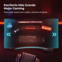 Gaming 120 x 60 cm Gaming Fibra Carbono Ergonómica Ornador Alfombrilla ratón Portavasos y Gancho Auriculares Negro - details 11