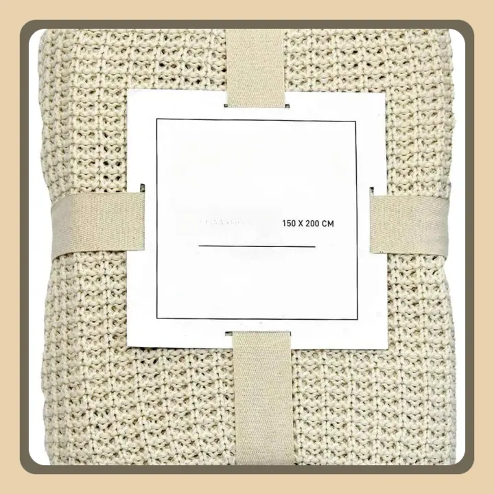 Manta de Punto Grueso Alen 150x200 cm Blanco Crema 100% Algodón Elegante y Acogedora - 1