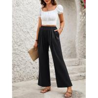 Pantalones sueltos y cómodos de pierna recta, pantalones de mujer con cintura elástica para - details 1
