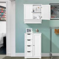 Pared de 2 Niveles para baño, de Madera, con Estante Ajustable en Altura - details 3