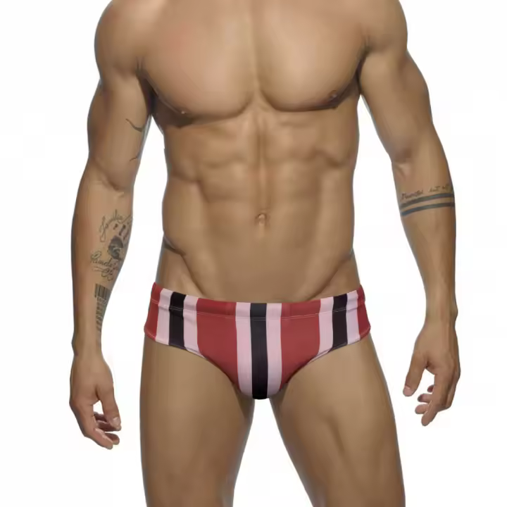 Jessborn pantalones de natación triangulares a rayas verticales para hombre, pantalones de natación sexys de tiro bajo, pantalones cortos deportivos para surfear en la playa, primavera caliente - 1