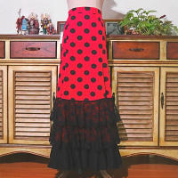 Flamenco Flamengo baile nueva falda estampada punto ondulado de una capa con volantes - details 4