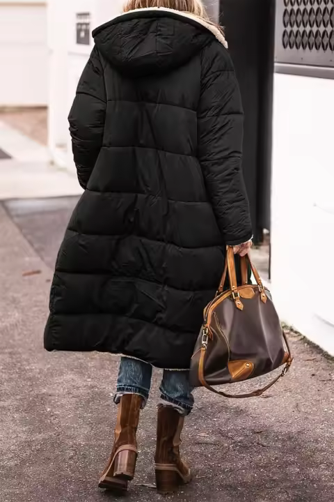 Chaqueta de Invierno con Capucha Acolchada Abrigo Grueso de Manga Larga Reversible - 1