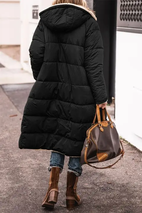 Chaqueta de Invierno con Capucha Acolchada Abrigo Grueso de Manga Larga Reversible - 1