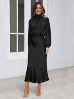 Primavera Verano nuevo vestido de manga larga de satén de gama alta vestido de noche elegante para mujer ropa de fiesta vestidos de celebridades - details 16