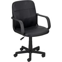 Silla de Oficina ergonómica de Piel sintética Negra, con Ruedas giratorias, reposabrazos, Altura Regulable, de Acero y Espuma Blanda, fácil de Montar y desplazar, 56x48x95 cm - details 0