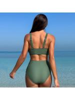 Traje de baño bikini de tres piezas sexy para mujer 2025 con blusa dividida y falda de playa. - details 7