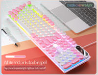 Teclado de máquina de escribir para juegos, periféricos redondos de 104 teclas con cable, Color a juego, retroiluminado, para ordenador de escritorio y portátil - details 6
