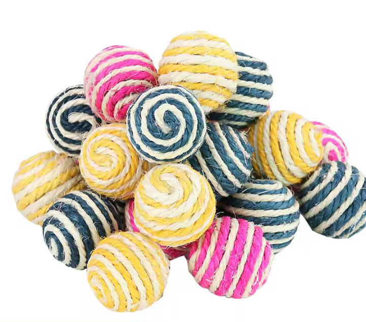 Suministros para mascotas, Bola de Sisal de 4Cm, Bola interactiva para burlarse de gatos, Bola de juguete para gatos resistente a los arañazos - 1