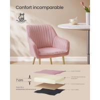 Silla de comedor, silla de cocina, sillón de terciopelo, silla tapizada con reposabrazos, carga máxima. de120 kg, Patas de Metal, para Comedor, Cocina, Rosa Jalea y Dorado Pálido LDC087R01 - details 4